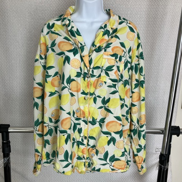 Old Navy Tops - Old Navy Women Top XL Tall Citrus Fruit Button Up Lemon Lightweight Summer Vibes